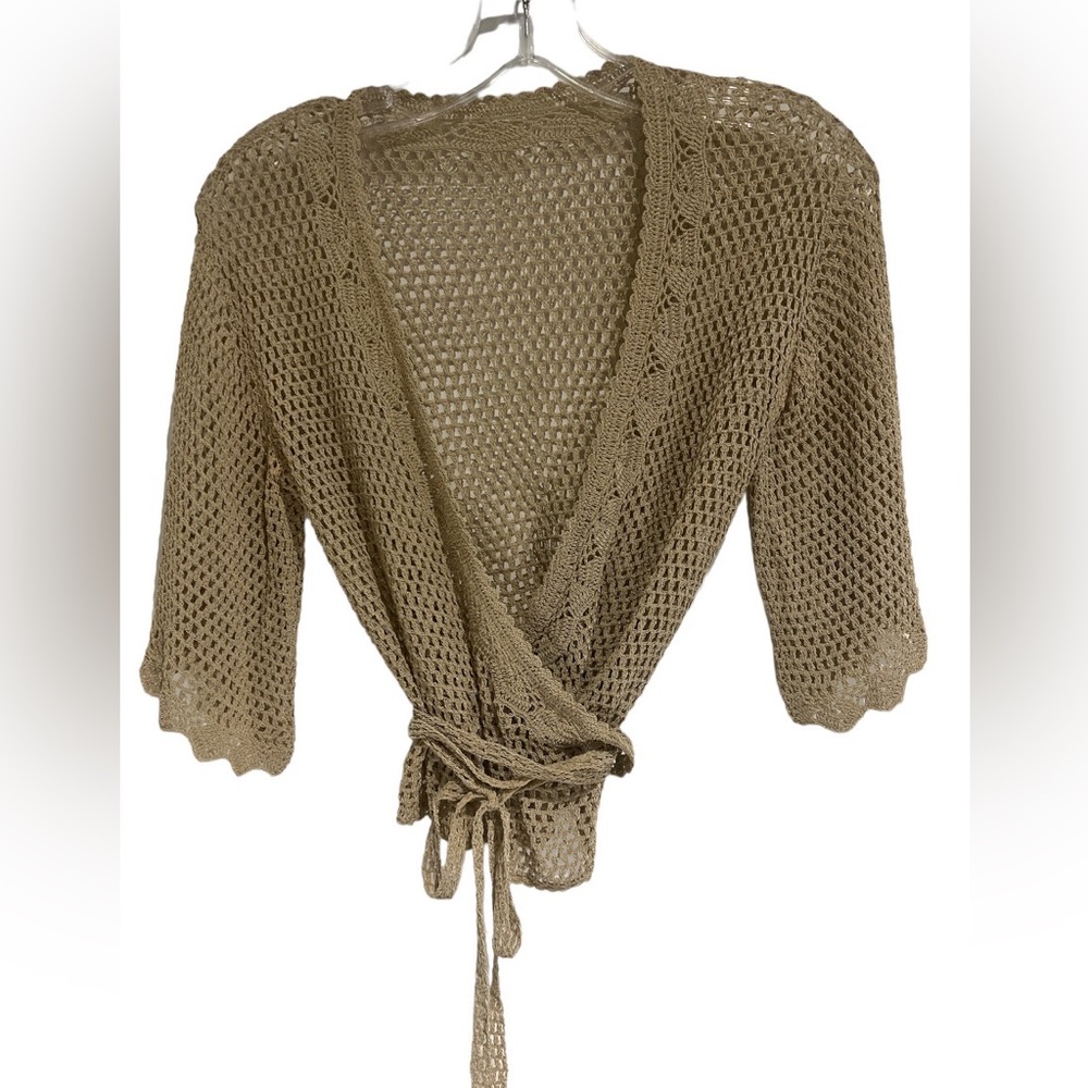 Theory Crochet Cropped Wrap Sweater